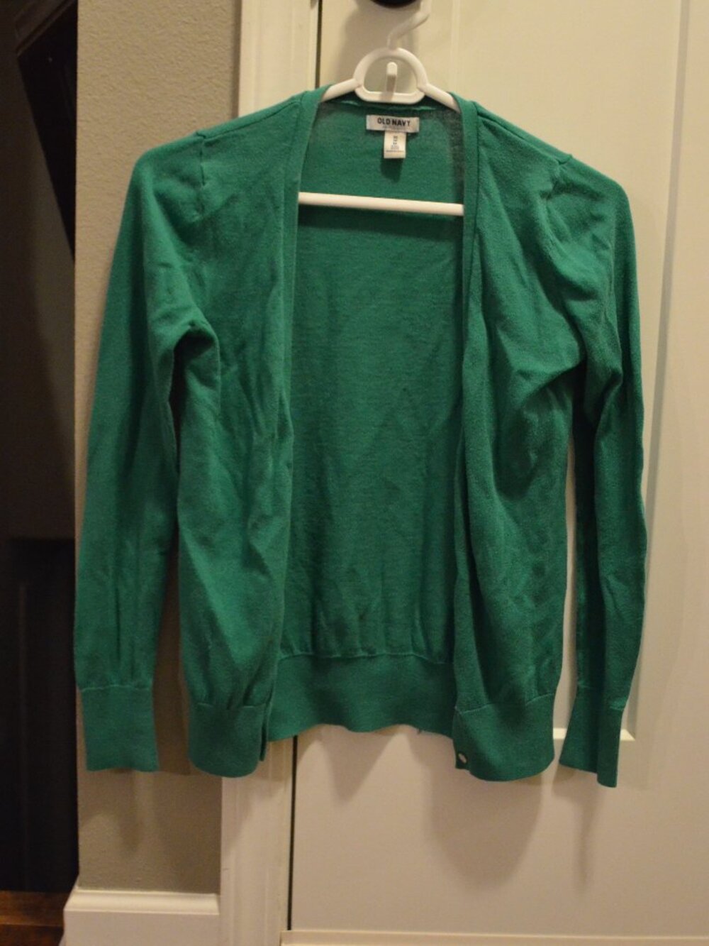 Womens Old Navy L/S Button Up Green Cardigan, Lightweight, XSP